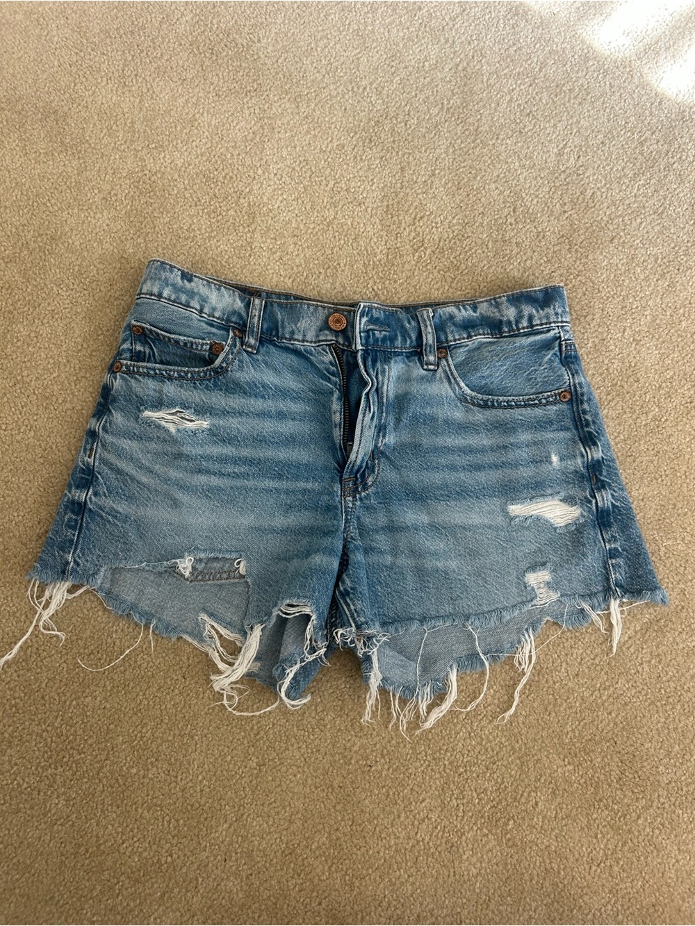 American Eagle Outfitters Light Wash Distressed Denim Cutoff Shorts